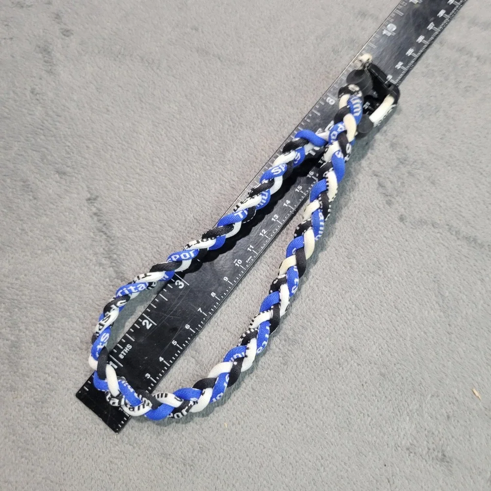 Titanium Sports Necklace Unisex Blue Black White Braided Baseball‎ Athletic Rope